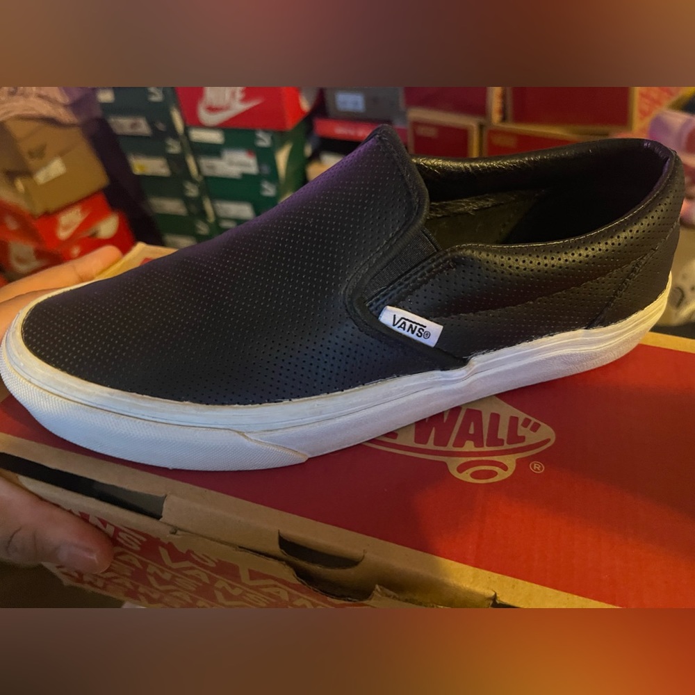 Vans perf leather slip ons